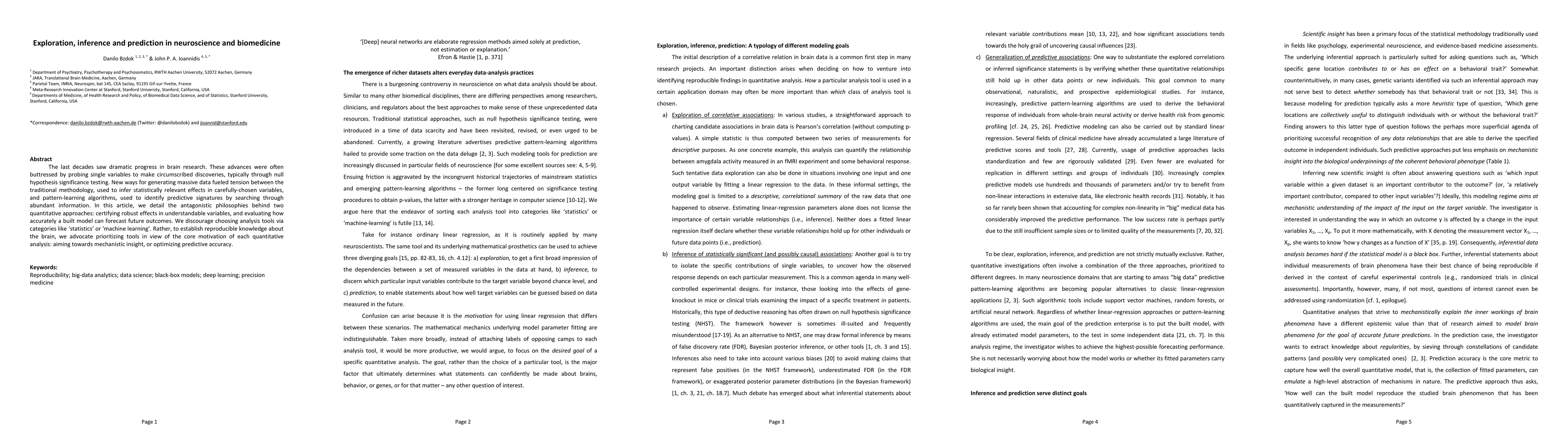 Thumbnail for Exploration, inference and prediction in neuroscience and biomedicine