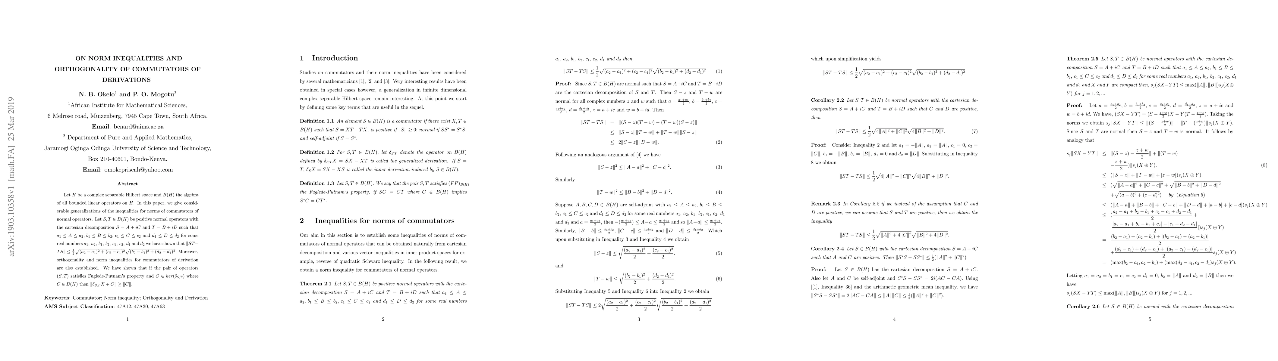 Thumbnail for On Norm Inequalities and Orthogonality of Commutators of Derivations