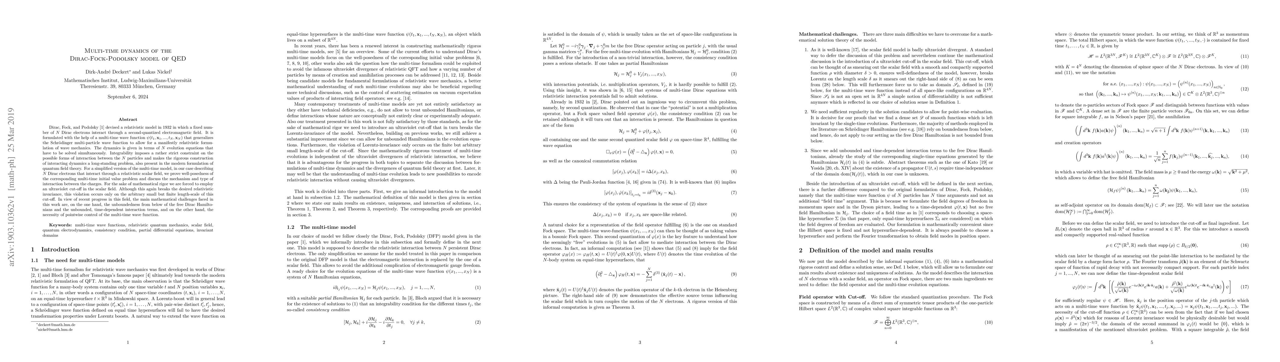 Thumbnail for Multi-Time Dynamics of the Dirac-Fock-Podolsky Model of QED
