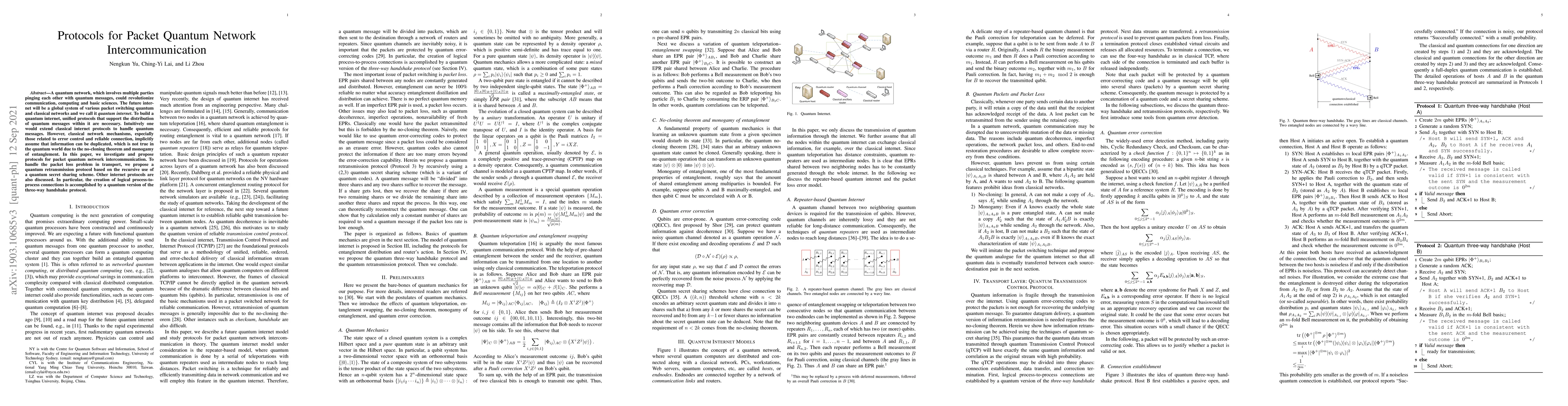 Thumbnail for Protocols for Packet Quantum Network Intercommunication