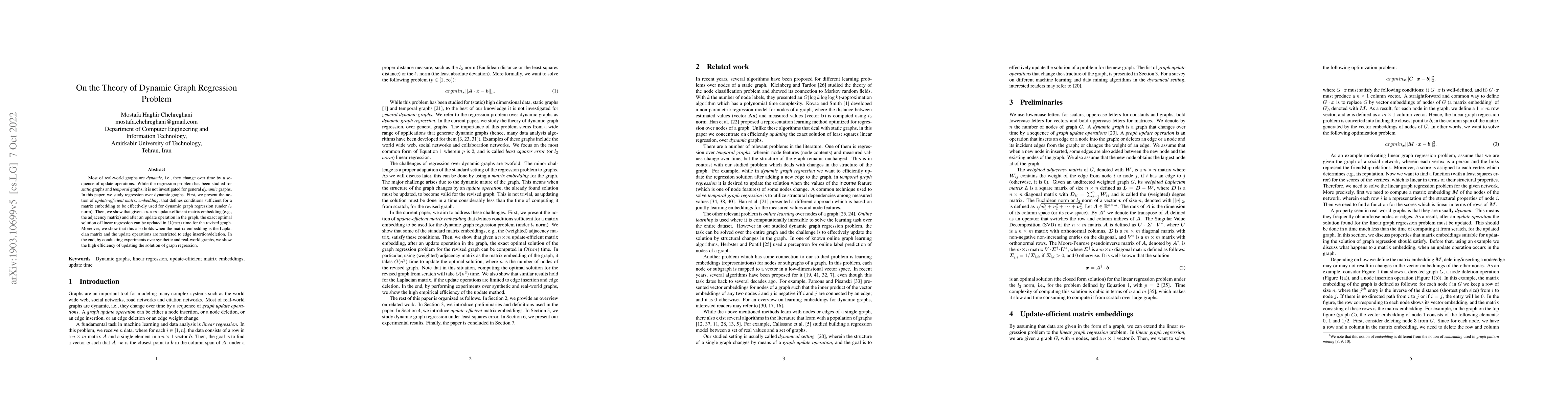 Thumbnail for On the Theory of Dynamic Graph Regression Problem