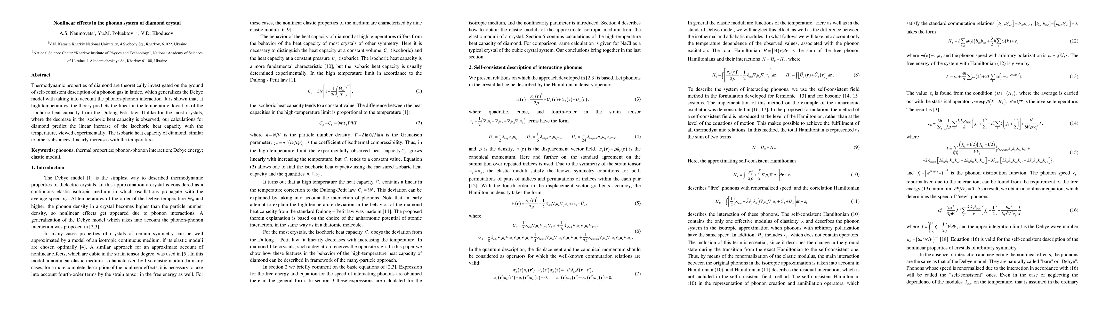Thumbnail for Nonlinear effects in the phonon system of diamond crystal
