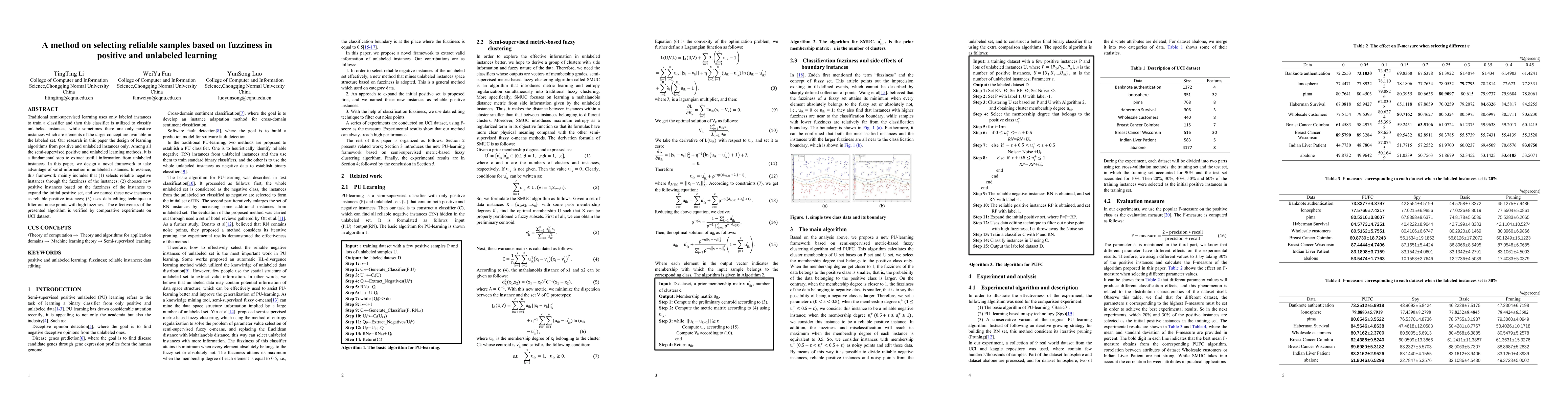 Thumbnail for A method on selecting reliable samples based on fuzziness in positive
  and unlabeled learning