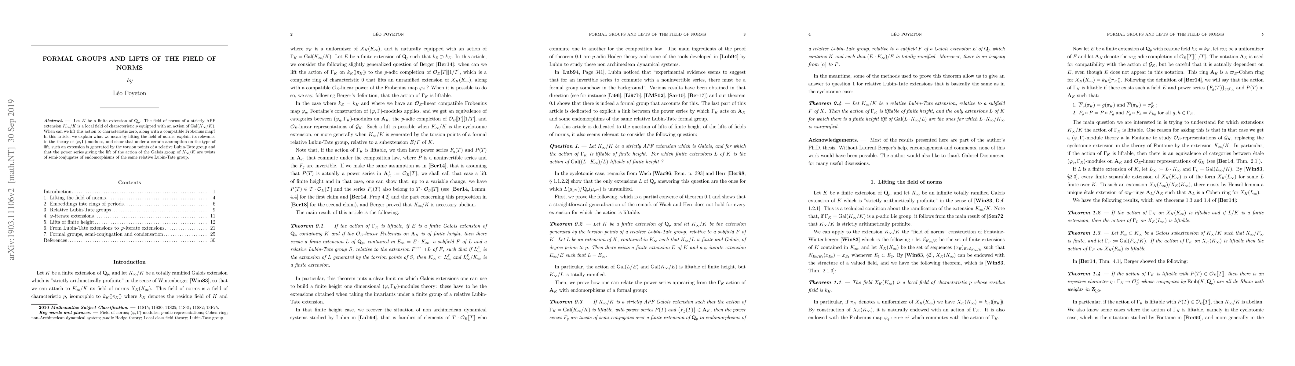 Thumbnail for Formal groups and lifts of the field of norms