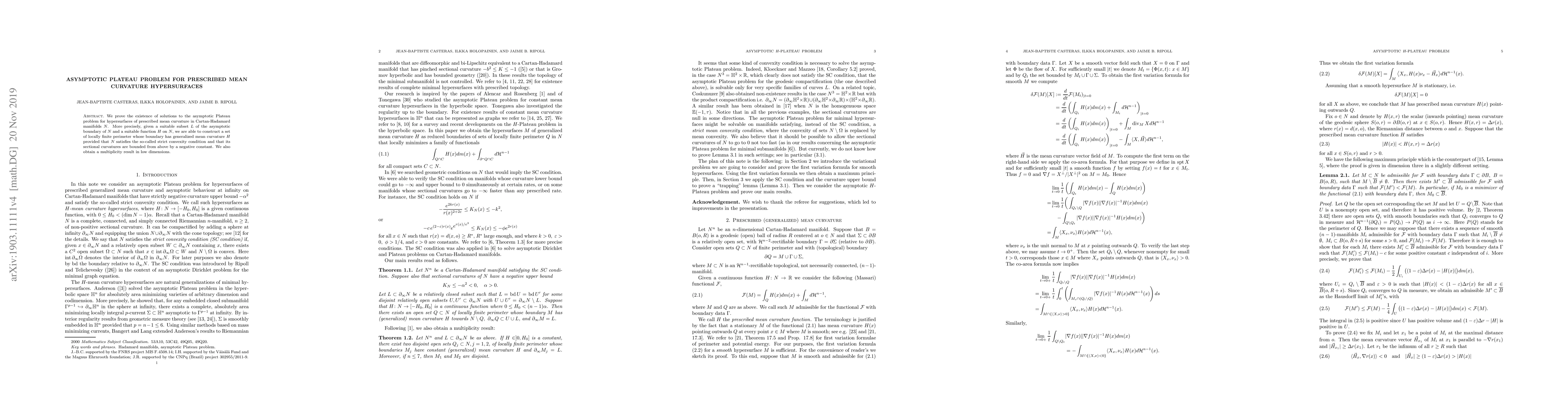 Thumbnail for Asymptotic Plateau problem for prescribed mean curvature hypersurfaces
