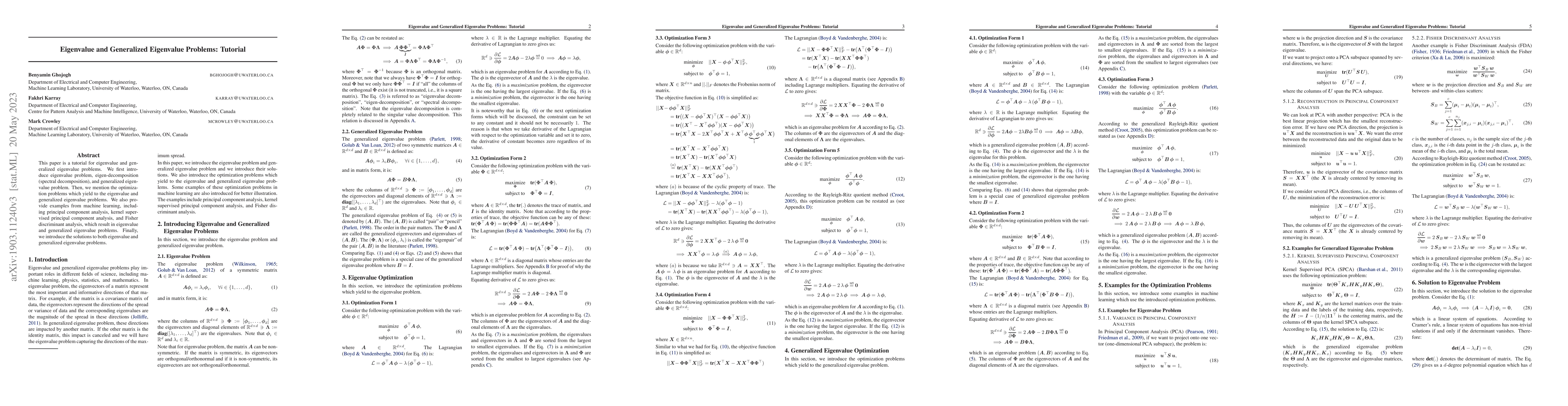 Thumbnail for Eigenvalue and Generalized Eigenvalue Problems: Tutorial