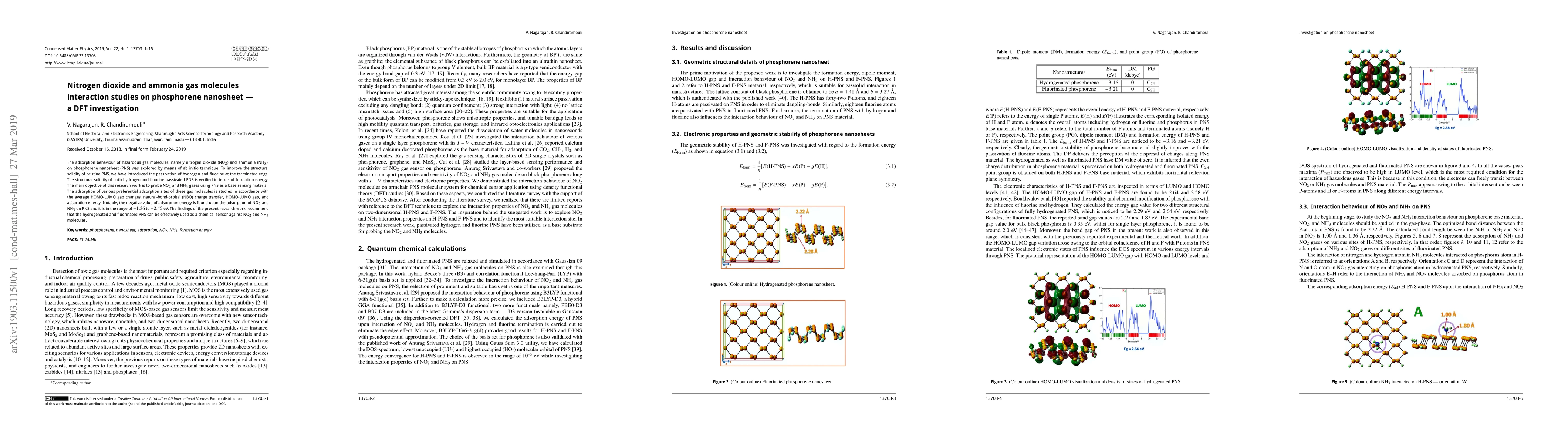 Thumbnail for Nitrogen dioxide and ammonia gas molecules interaction studies on
  phosphorene nanosheet --- a DFT investigation