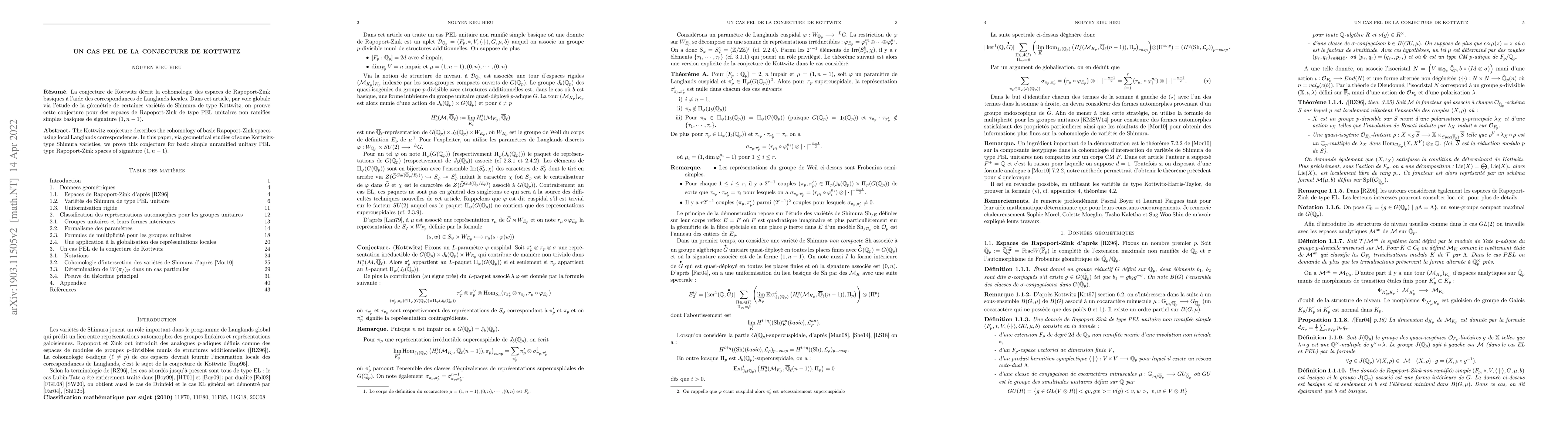 Thumbnail for Un cas PEL de la conjecture de Kottwitz