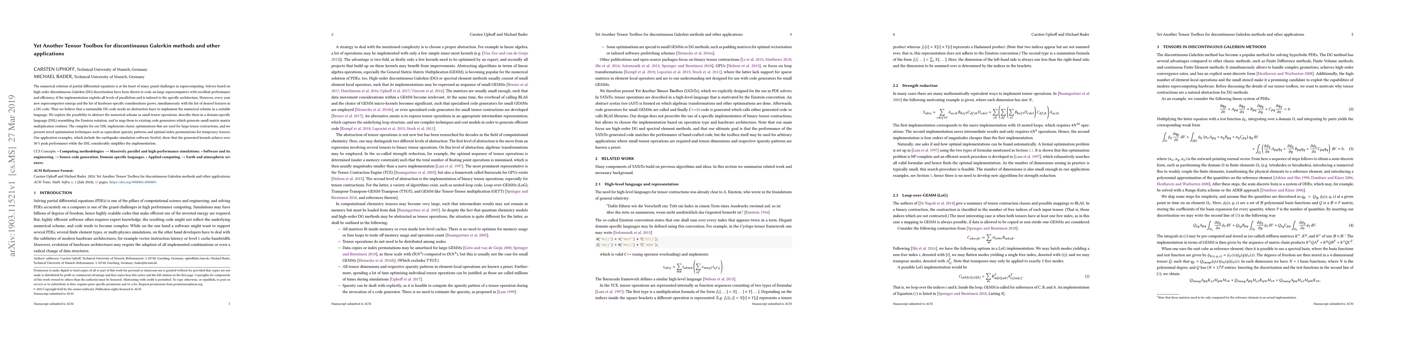 Thumbnail for Yet Another Tensor Toolbox for discontinuous Galerkin methods and other
  applications