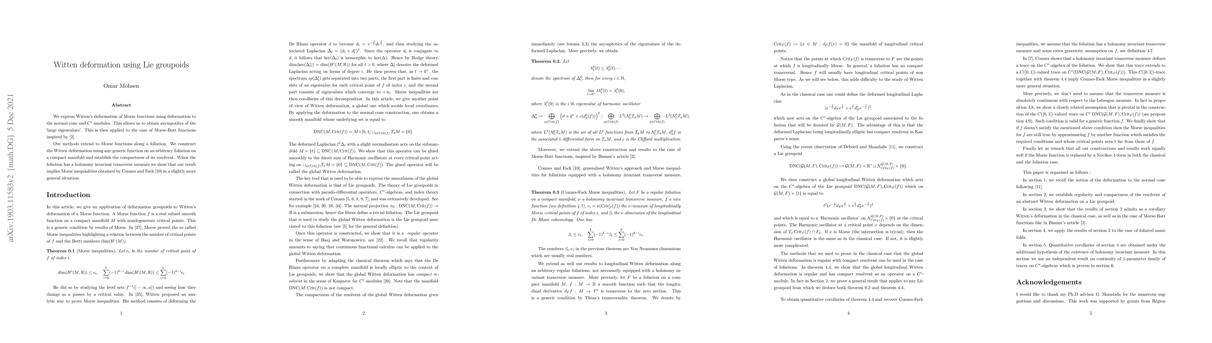 Thumbnail for Witten deformation using Lie groupoids