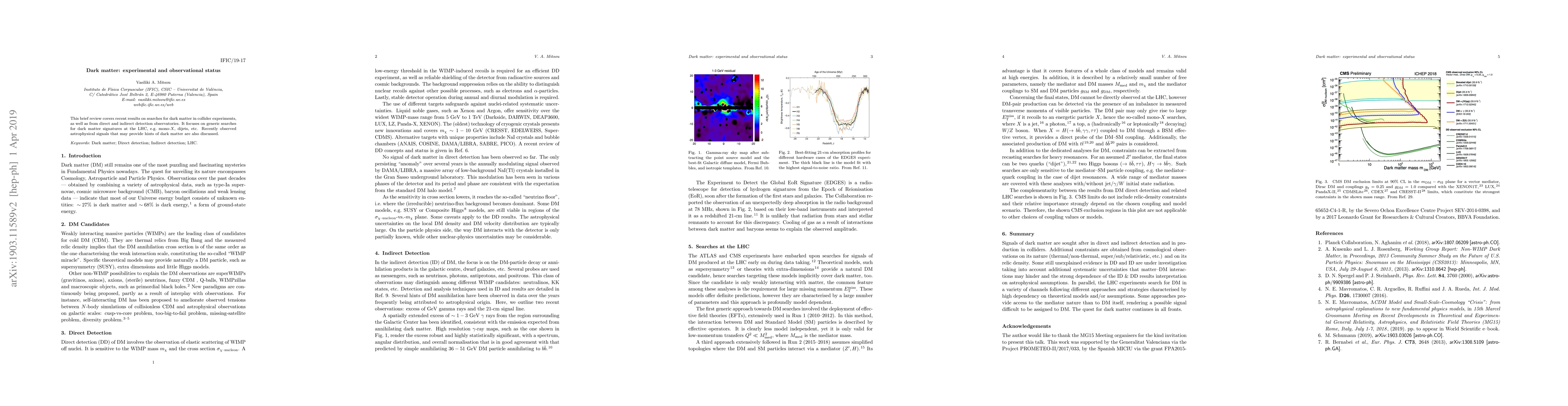 Thumbnail for Dark matter: experimental and observational status