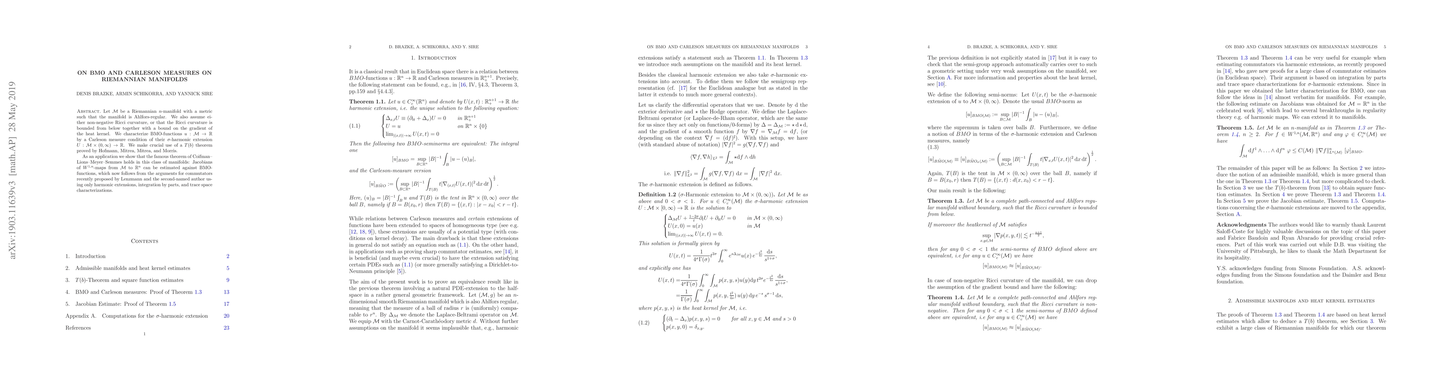 Thumbnail for On BMO and Carleson measures on Riemannian manifolds