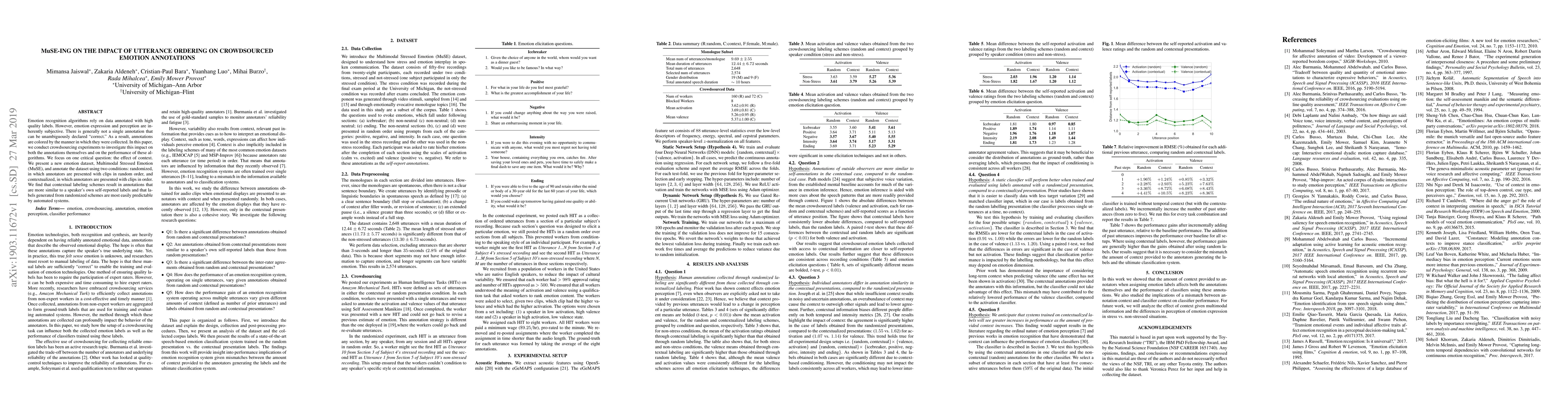 Thumbnail for MuSE-ing on the Impact of Utterance Ordering On Crowdsourced Emotion
  Annotations