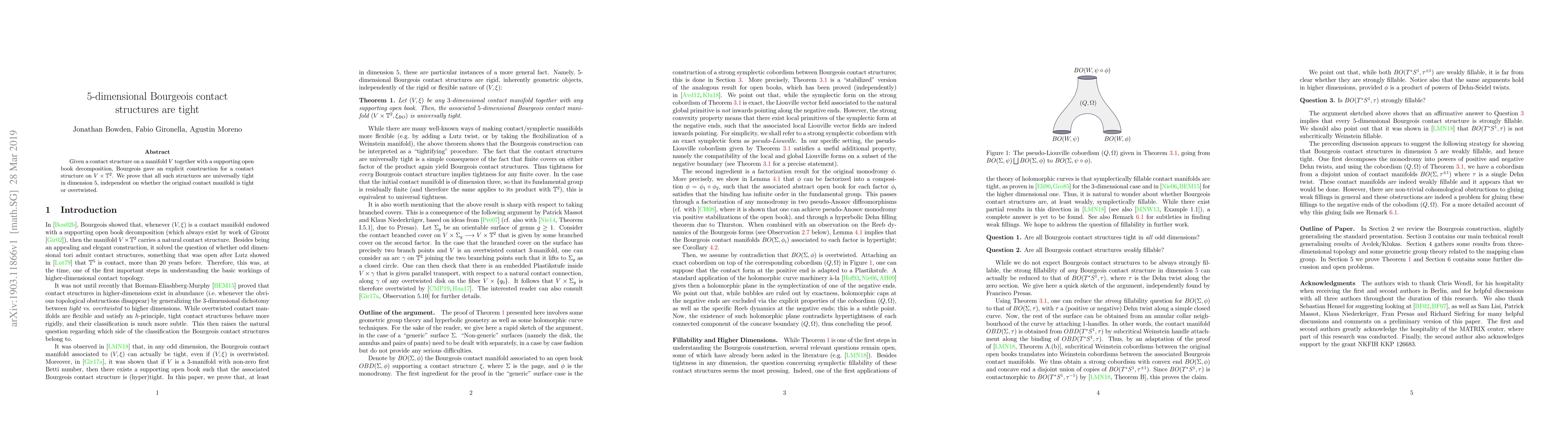 Thumbnail for 5-dimensional Bourgeois contact structures are tight