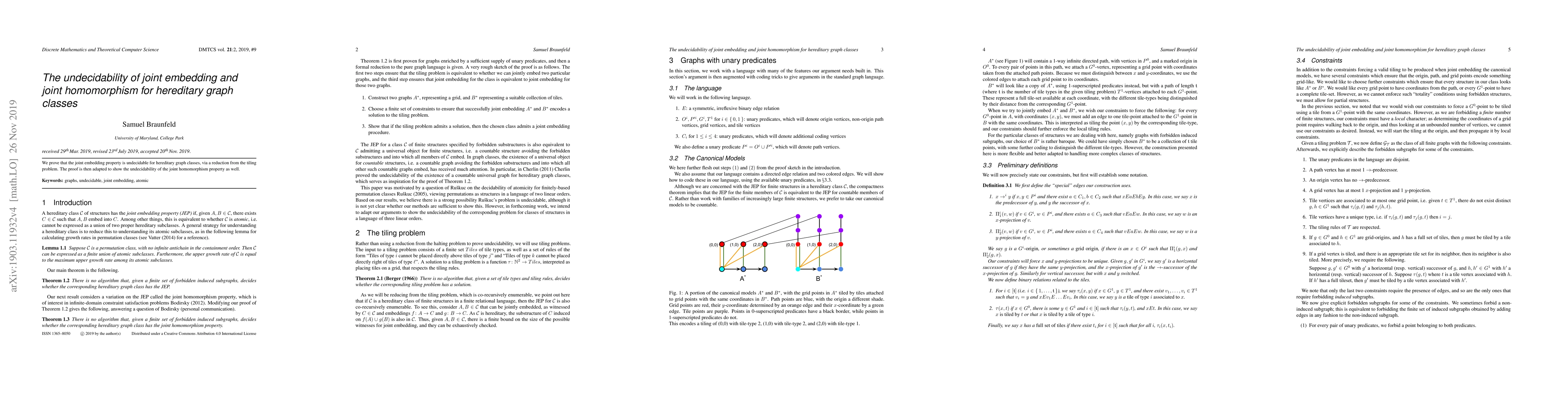 Thumbnail for The undecidability of joint embedding and joint homomorphism for
  hereditary graph classes