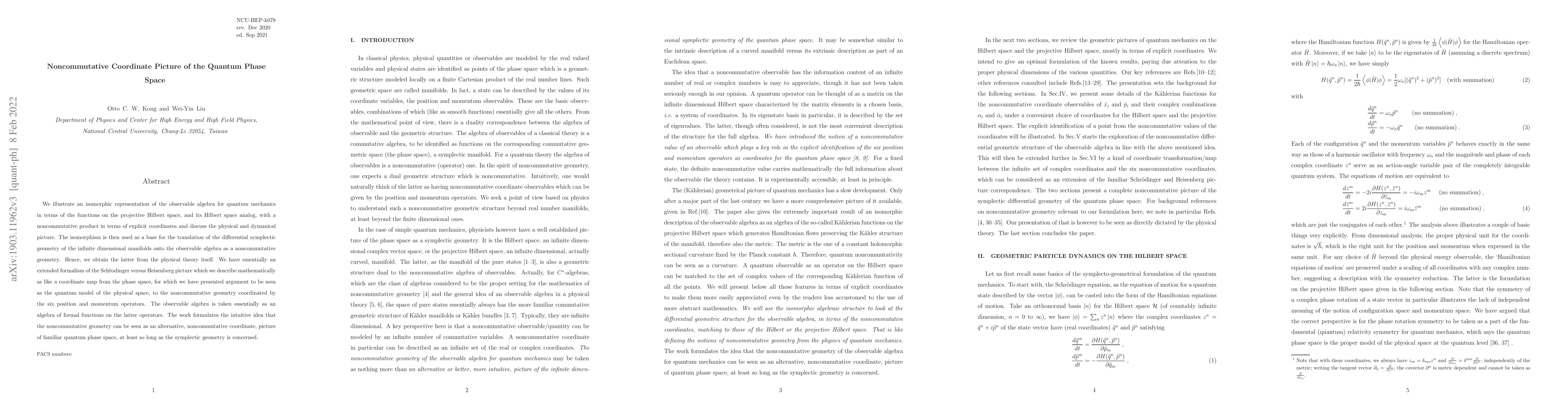 Thumbnail for Noncommutative Coordinate Picture of the Quantum Phase Space