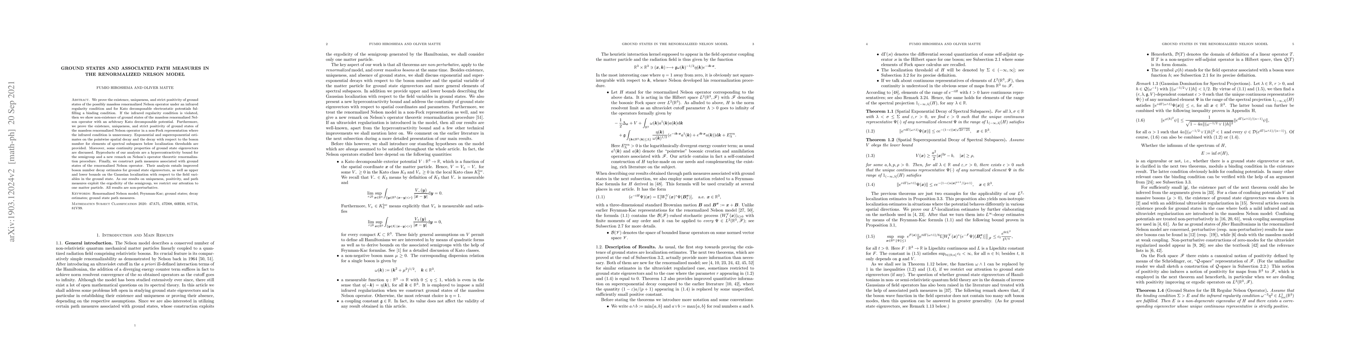 Thumbnail for Ground states and associated path measures in the renormalized Nelson
  model