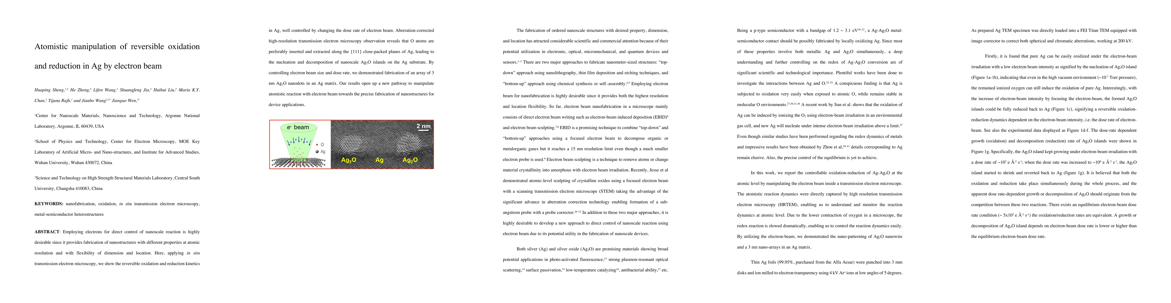 Thumbnail for Atomistic manipulation of reversible oxidation and reduction in Ag by
  electron beam