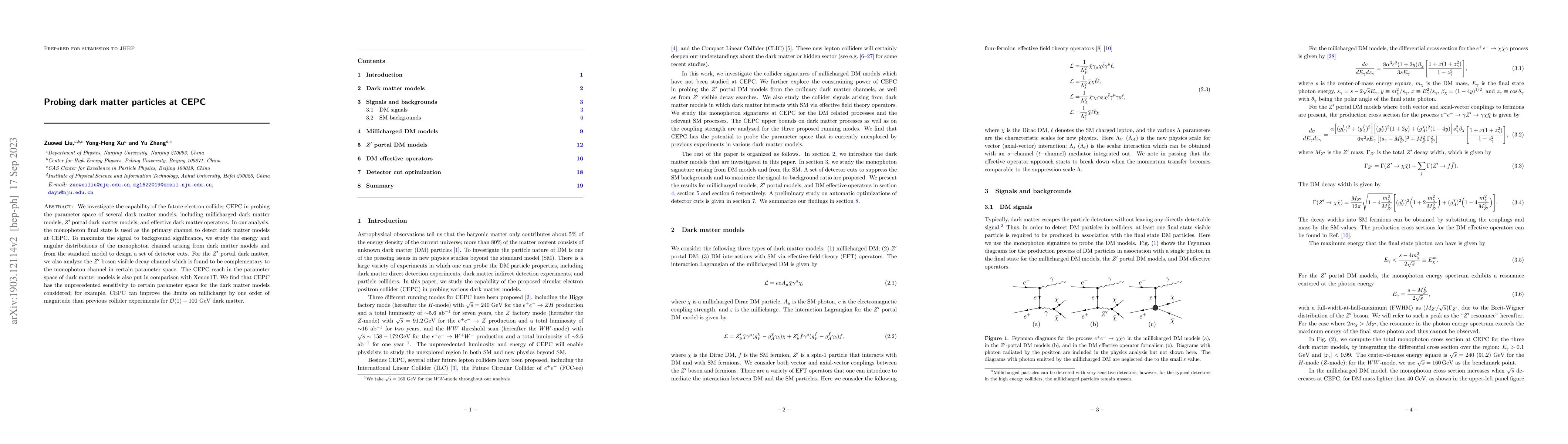 Thumbnail for Probing dark matter particles at CEPC