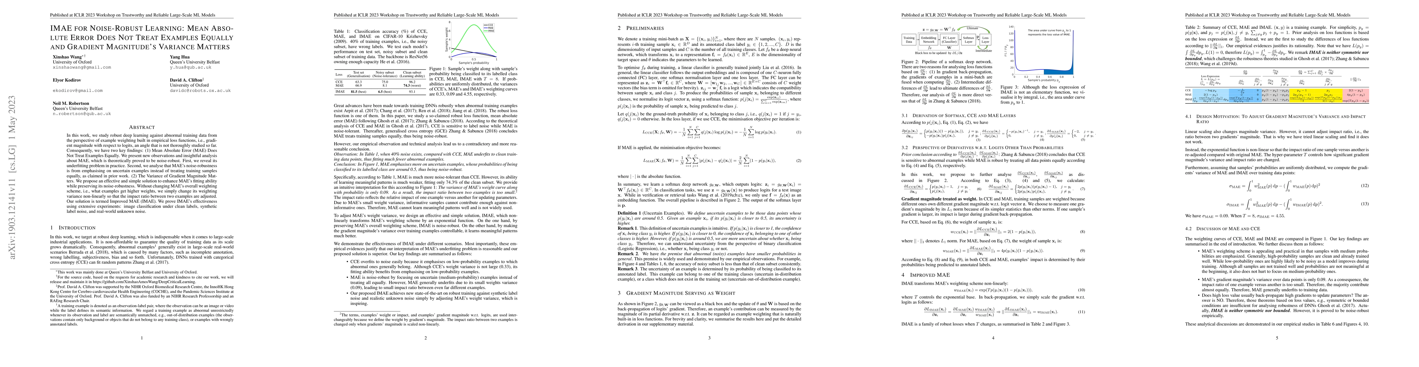 Thumbnail for IMAE for Noise-Robust Learning: Mean Absolute Error Does Not Treat
  Examples Equally and Gradient Magnitude's Variance Matters