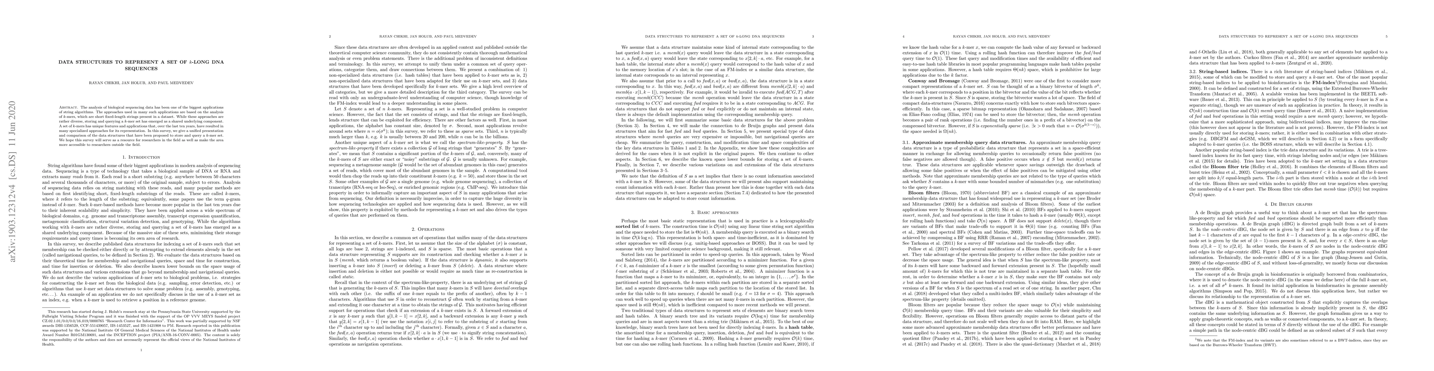 Thumbnail for Data structures to represent a set of k-long DNA sequences