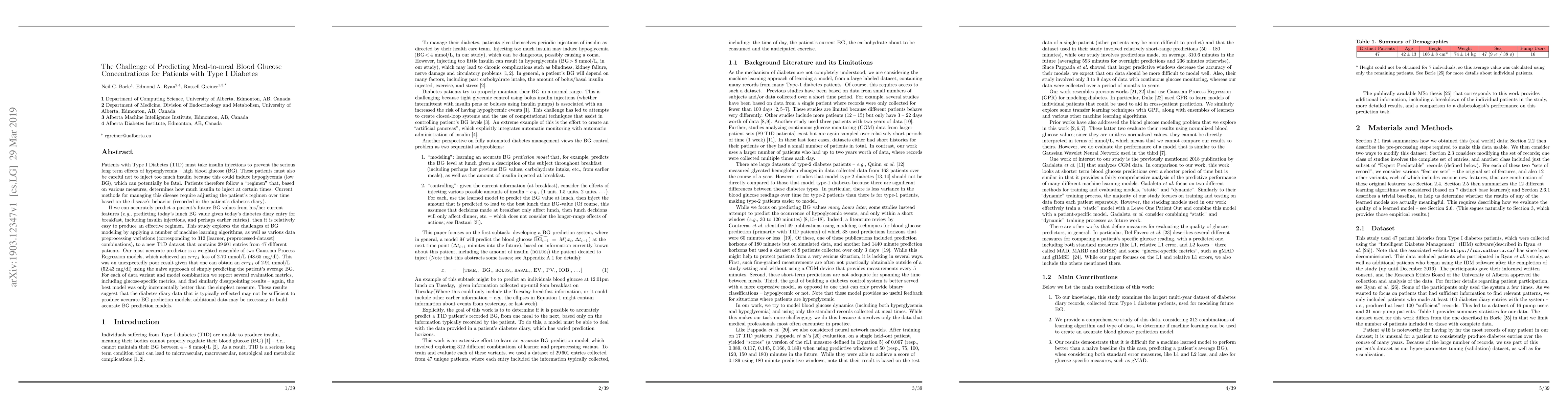 Thumbnail for The Challenge of Predicting Meal-to-meal Blood Glucose Concentrations
  for Patients with Type I Diabetes