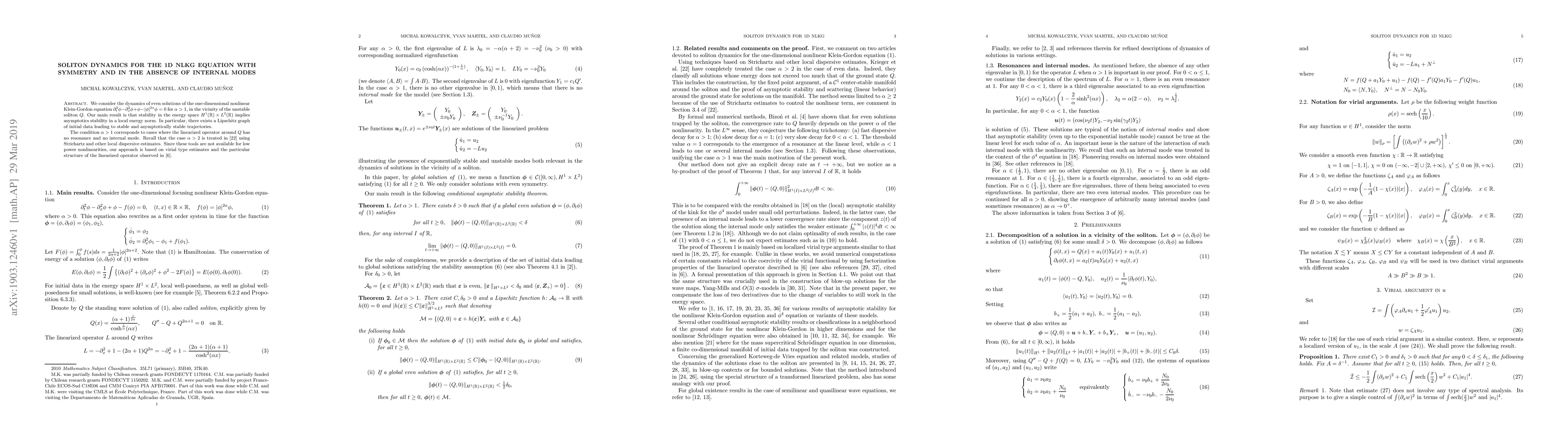 Thumbnail for Soliton dynamics for the 1D NLKG equation with symmetry and in the
  absence of internal modes