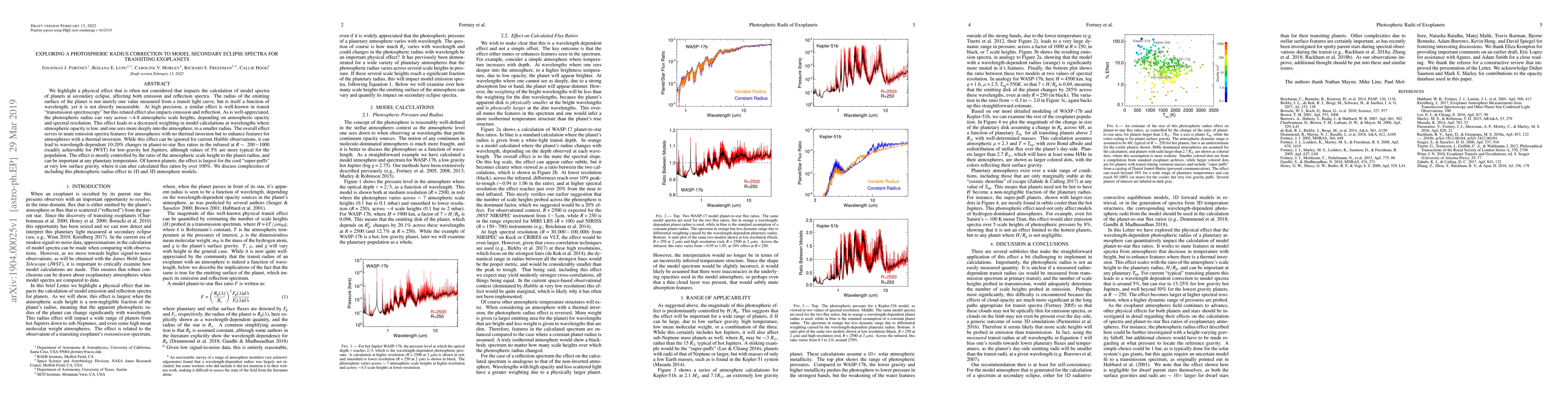 Thumbnail for Exploring A Photospheric Radius Correction to Model Secondary Eclipse
  Spectra for Transiting Exoplanets