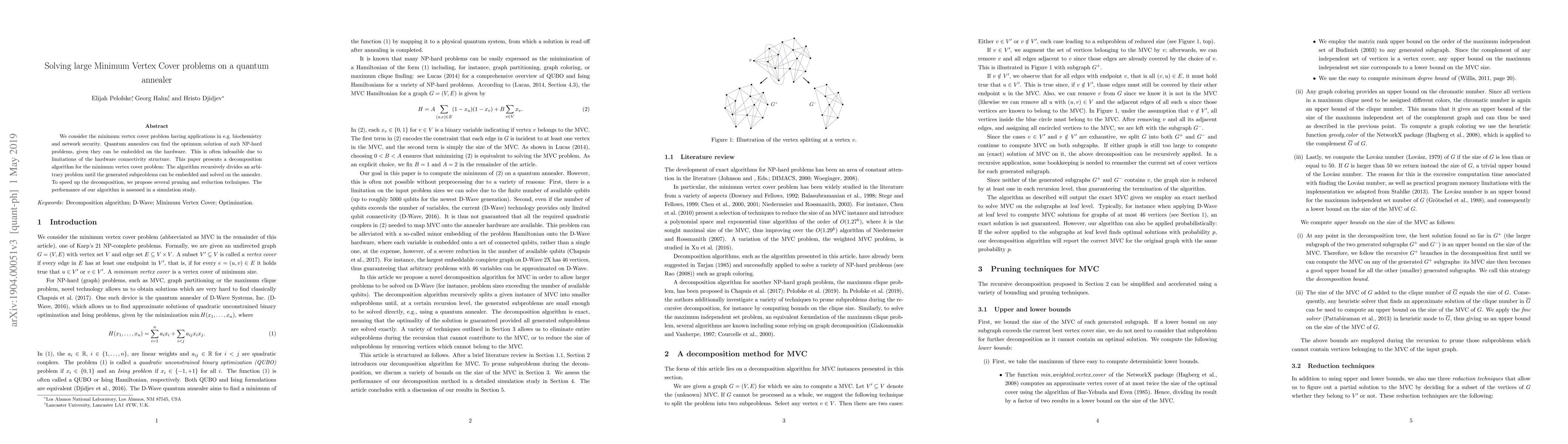 Thumbnail for Solving large Minimum Vertex Cover problems on a quantum annealer