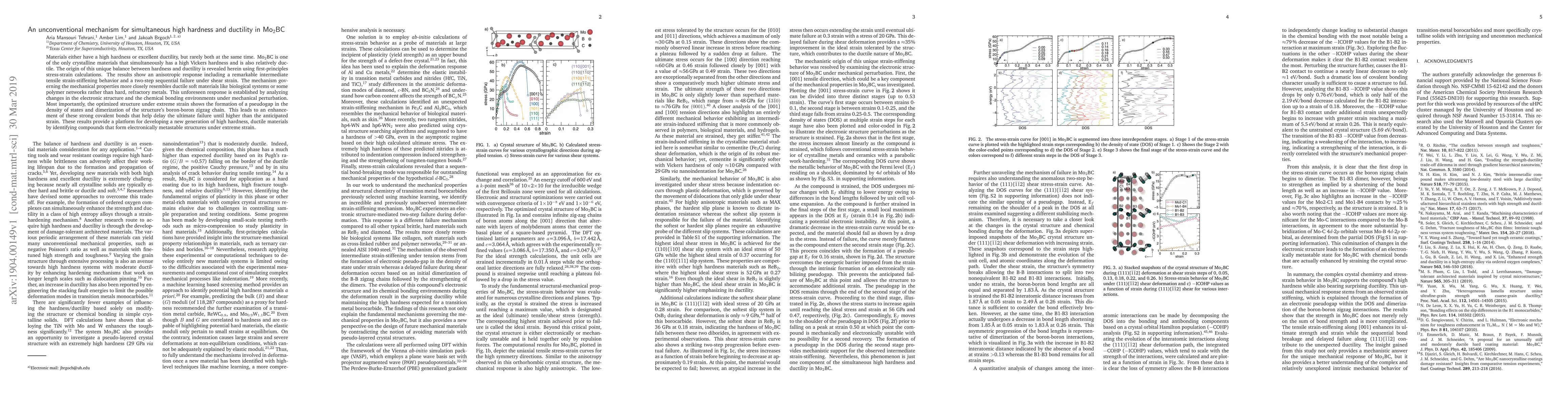 Thumbnail for An unconventional mechanism for simultaneous high hardness and ductility
  in Mo$_2$BC