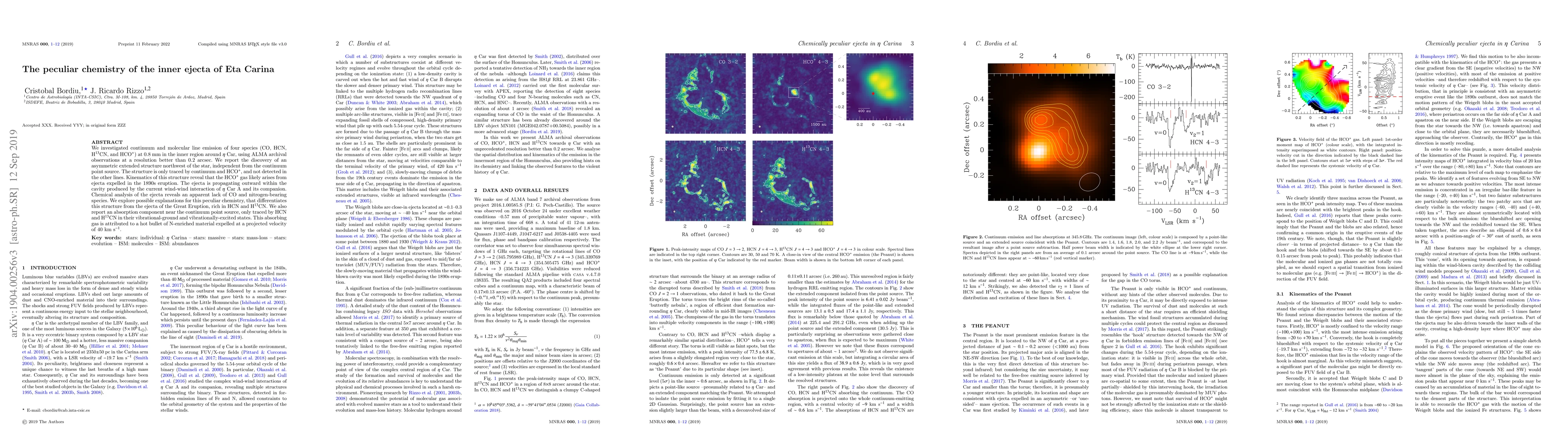 Thumbnail for The peculiar chemistry of the inner ejecta of Eta Carina