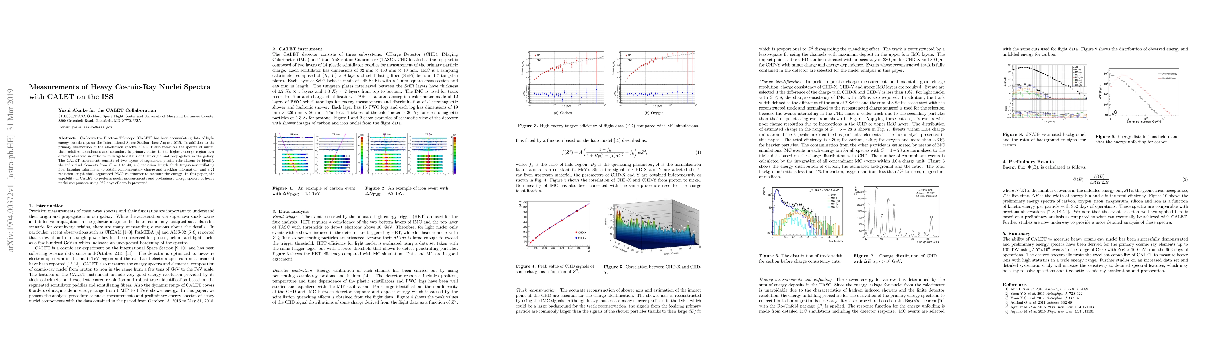 Thumbnail for Measurements of Heavy Cosmic-Ray Nuclei Spectra with CALET on the ISS