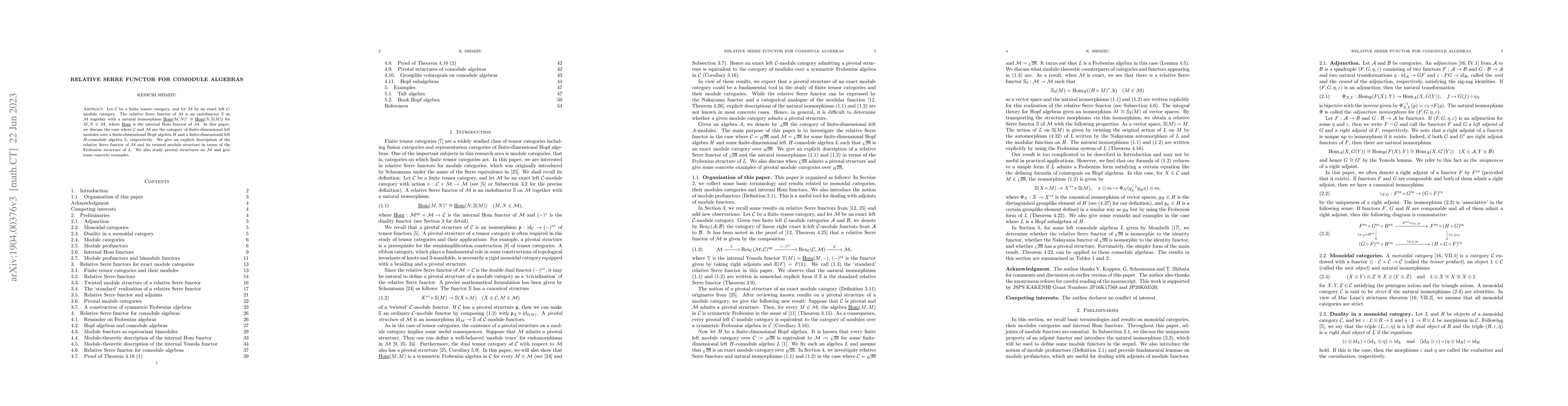 Thumbnail for Relative Serre functor for comodule algebras