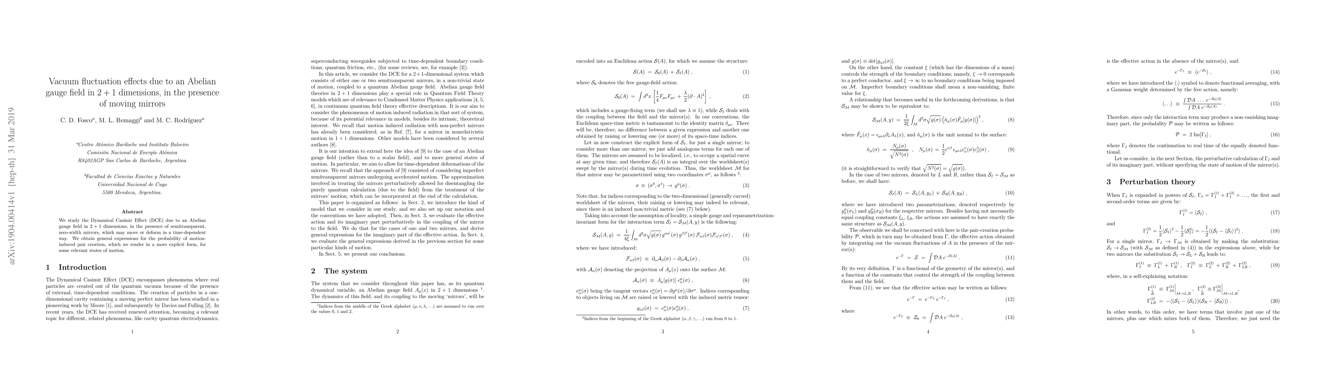 Thumbnail for Vacuum fluctuation effects due to an Abelian gauge field in 2+1
  dimensions, in the presence of moving mirrors
