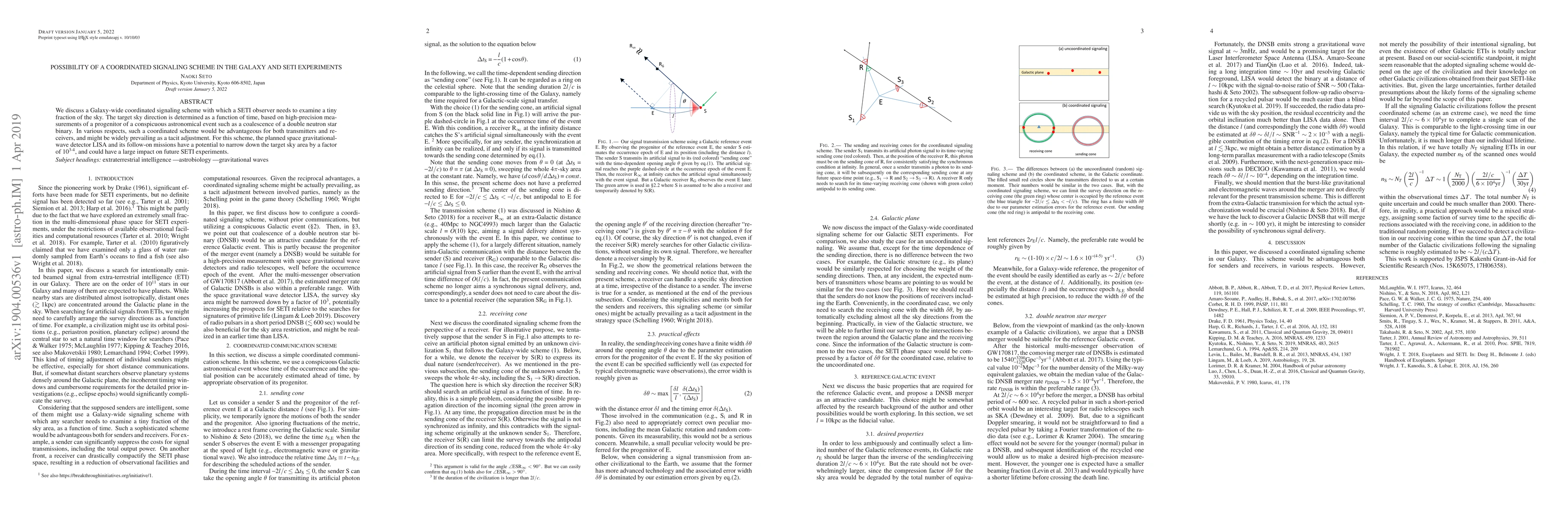 Thumbnail for Possibility of a coordinated signaling scheme in the Galaxy and SETI
  experiments
