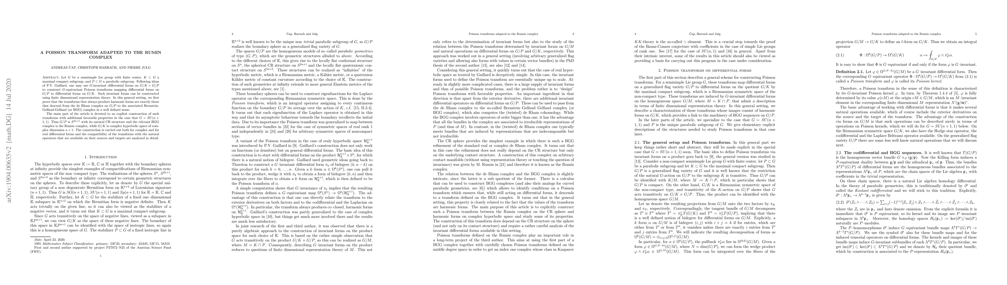 Thumbnail for A Poisson transform adapted to the Rumin complex