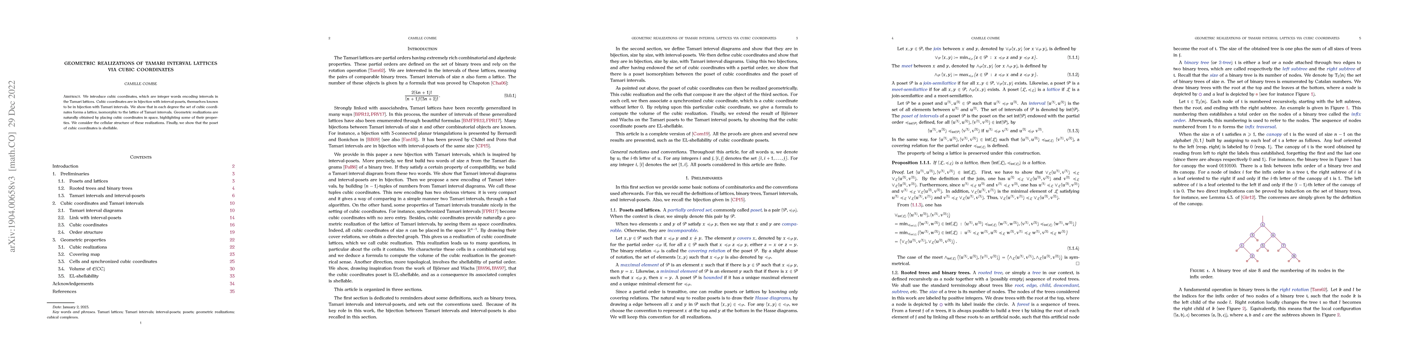 Thumbnail for Geometric realizations of Tamari interval lattices via cubic coordinates
