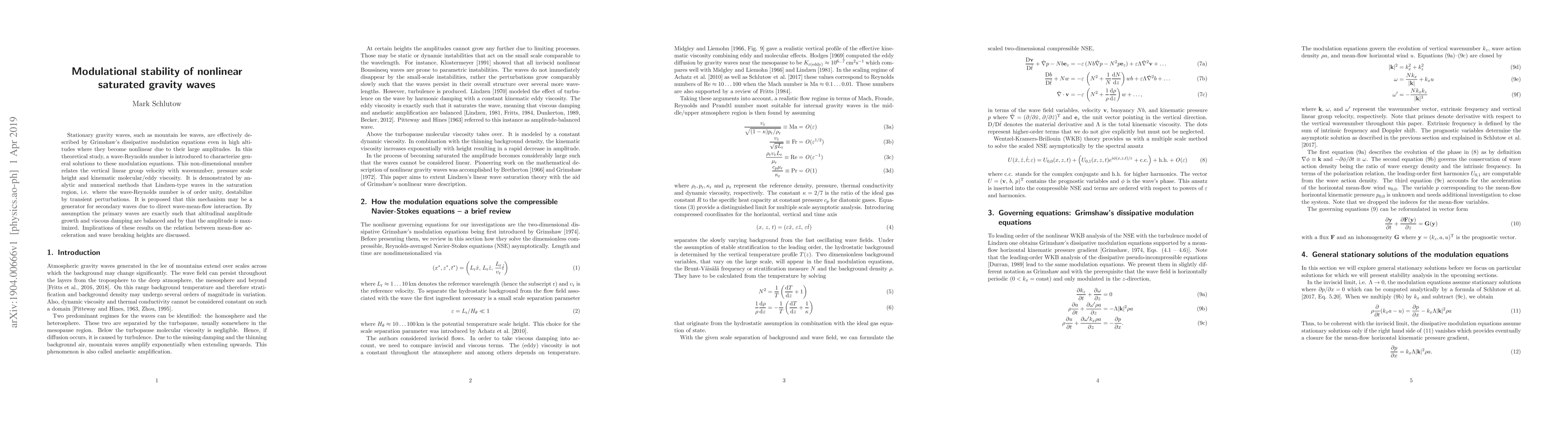 Thumbnail for Modulational stability of nonlinear saturated gravity waves