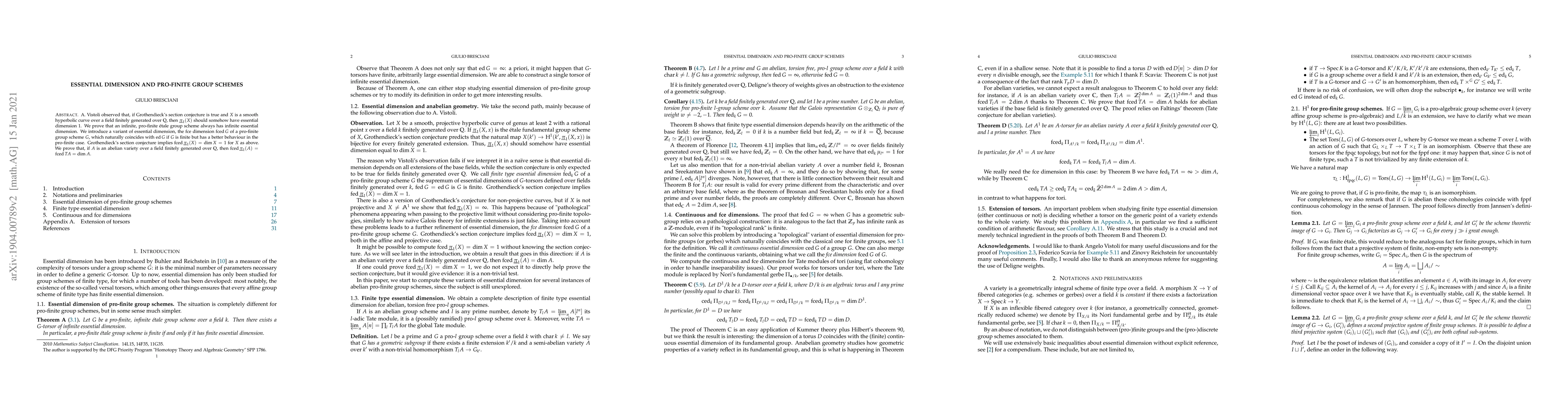 Thumbnail for Essential dimension and pro-finite group schemes