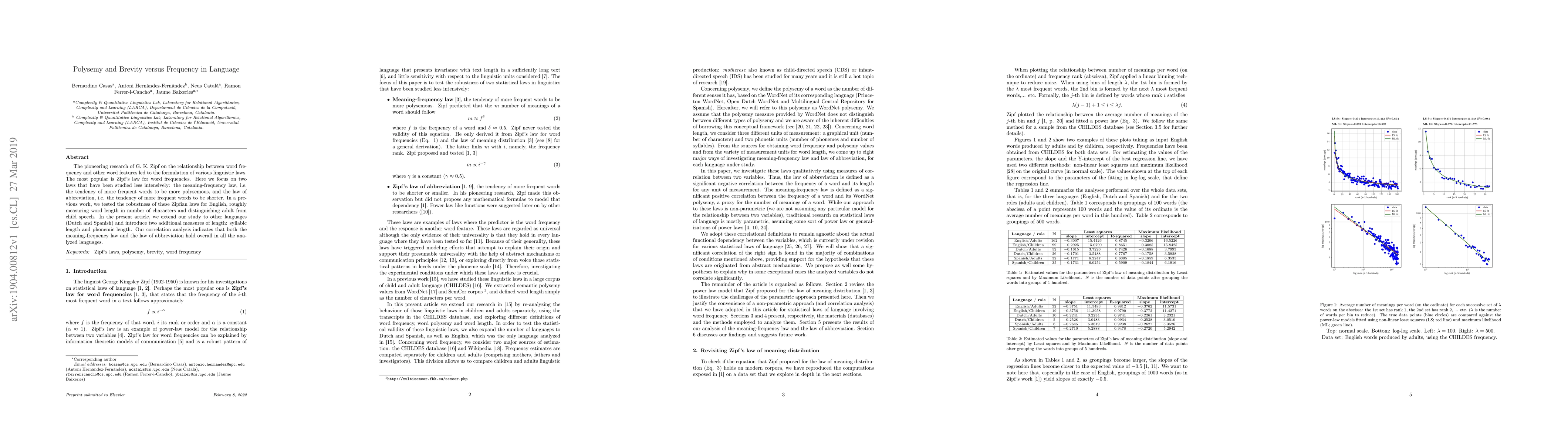 Thumbnail for Polysemy and brevity versus frequency in language