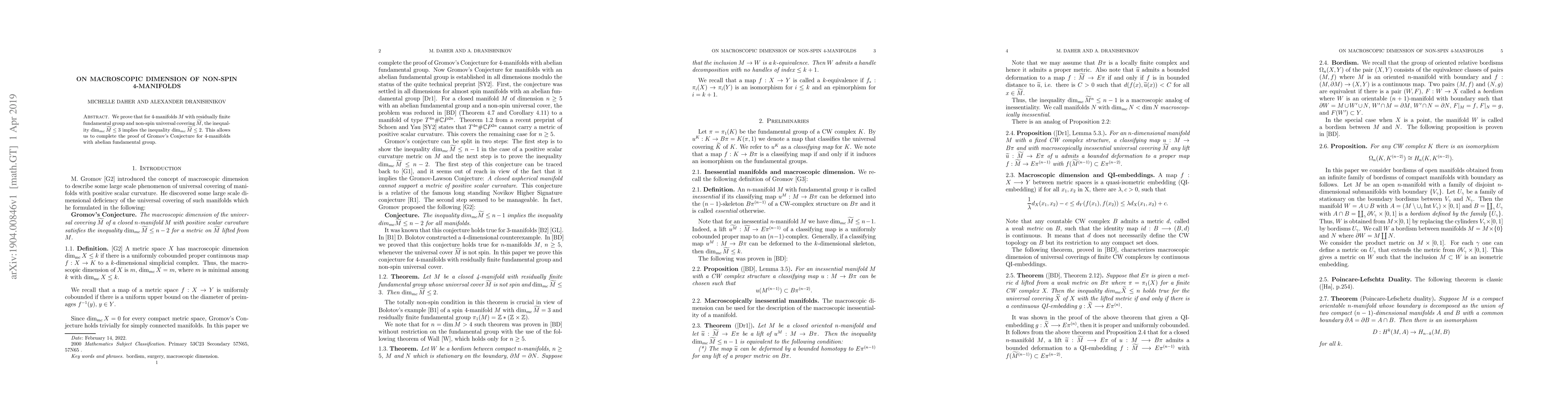 Thumbnail for On Macroscopic dimension of non-spin 4-manifolds
