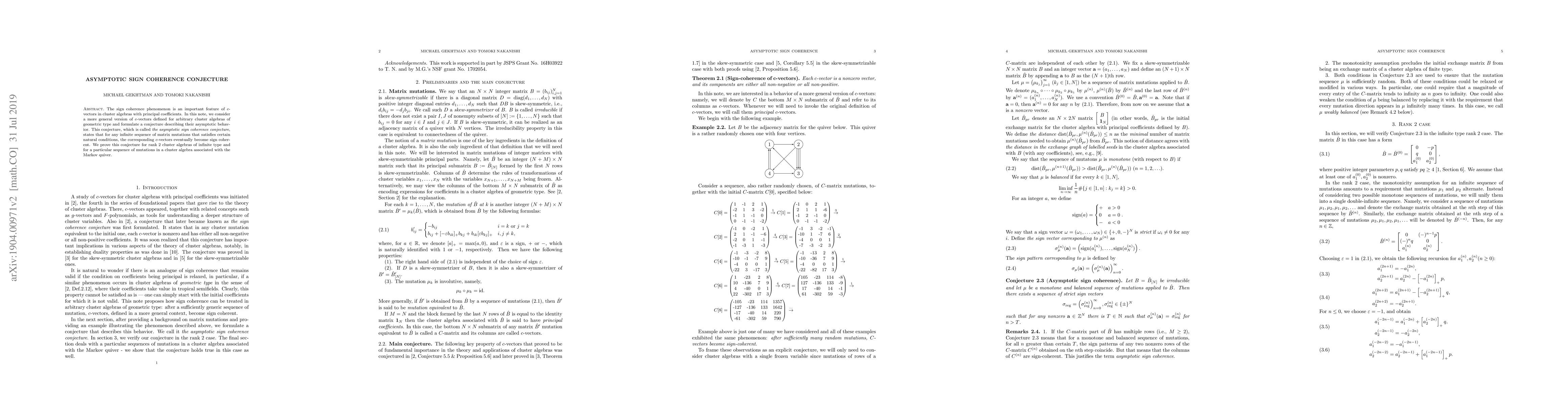 Thumbnail for Asymptotic sign coherence conjecture
