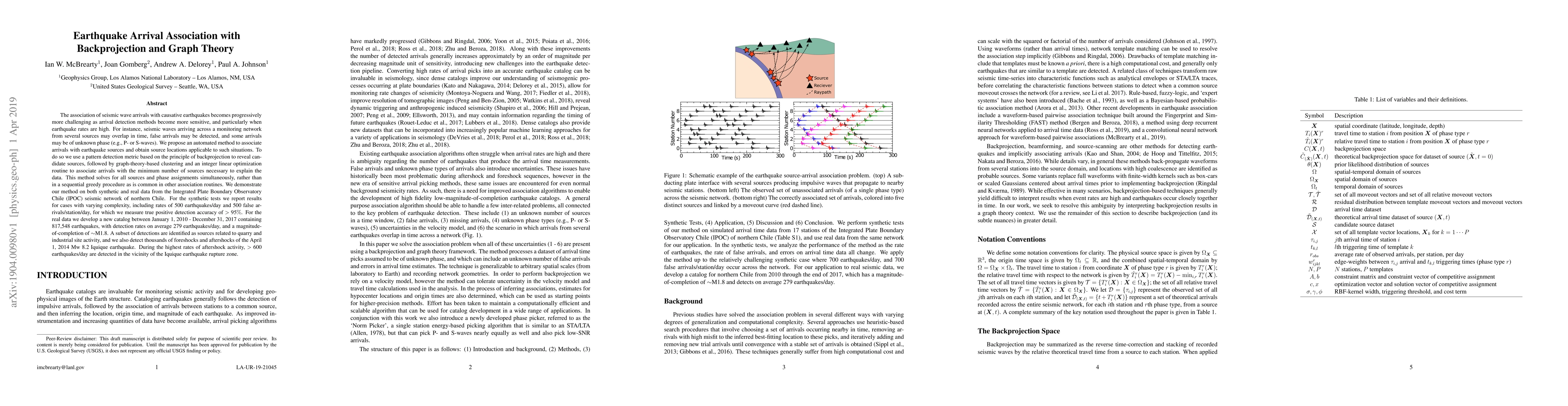 Thumbnail for Earthquake Arrival Association with Backprojection and Graph Theory