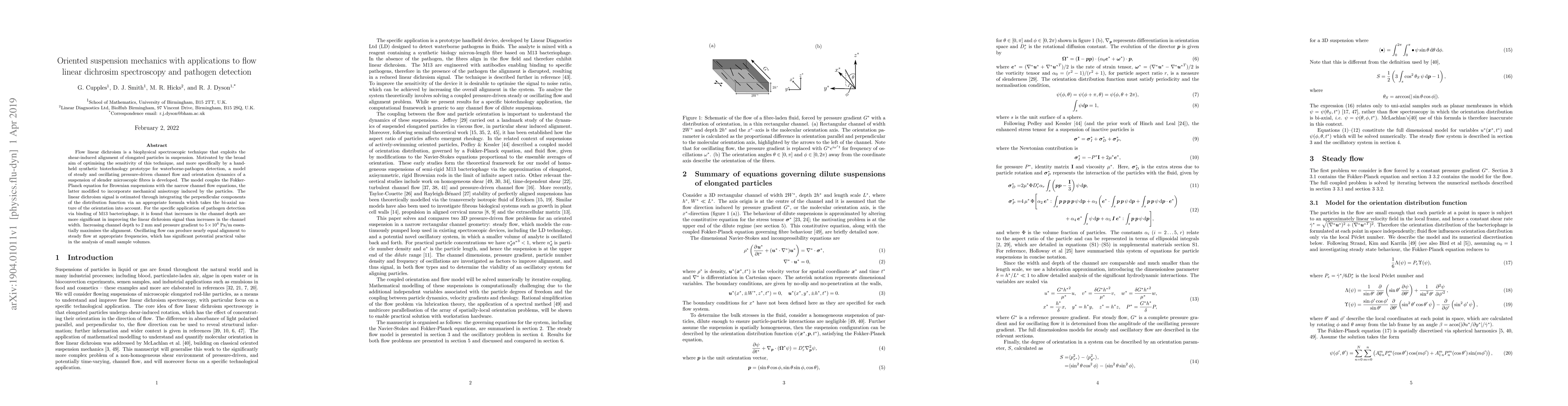 Thumbnail for Oriented suspension mechanics with applications to flow linear dichrosim
  spectroscopy and pathogen detection