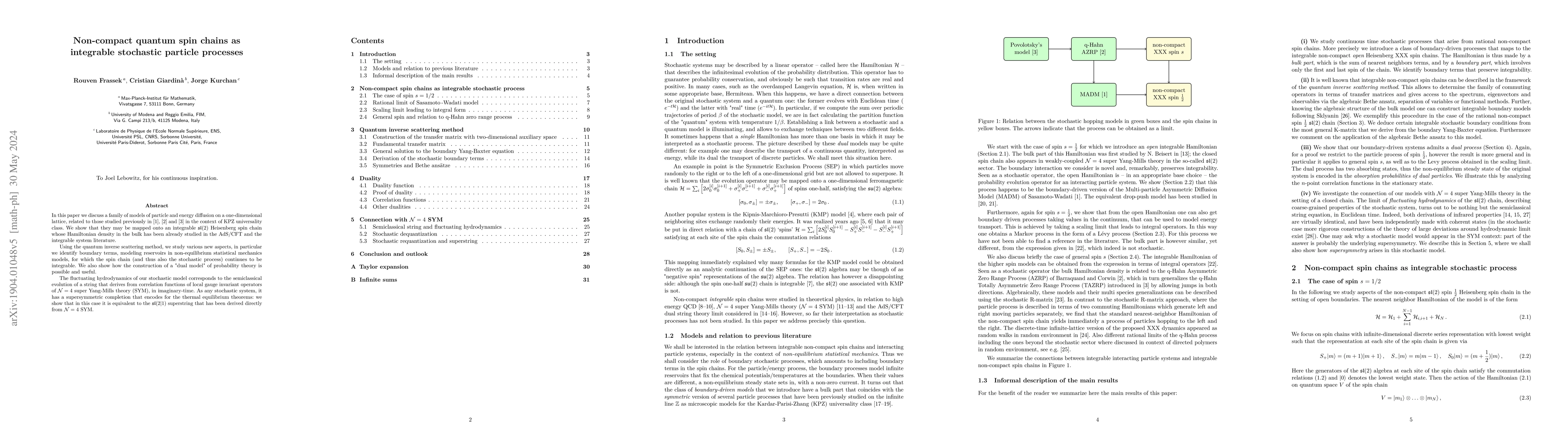 Thumbnail for Non-compact quantum spin chains as integrable stochastic particle
  processes
