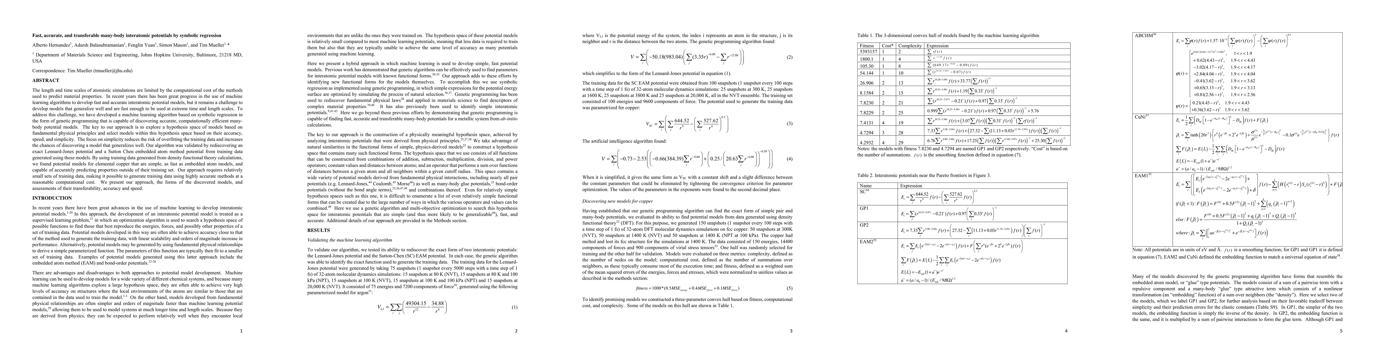 Thumbnail for Fast, accurate, and transferable many-body interatomic potentials by
  symbolic regression