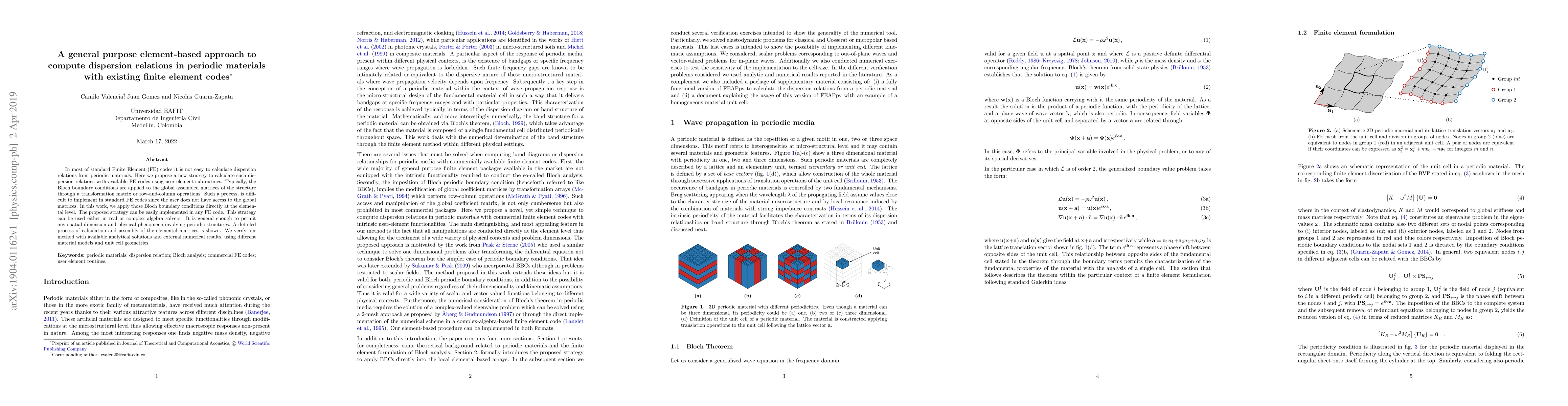 Thumbnail for A general-purpose element-based approach to compute dispersion relations
  in periodic materials with existing finite element codes