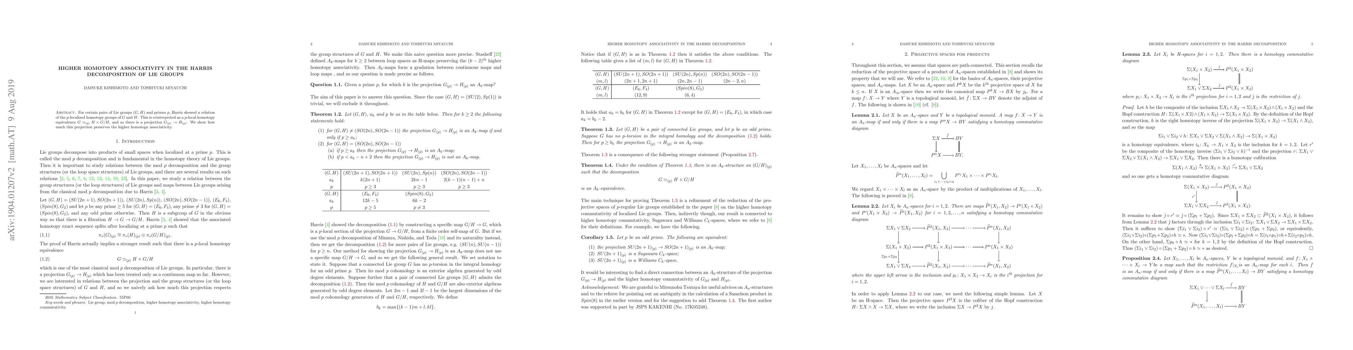 Thumbnail for Higher homotopy associativity in the Harris decomposition of Lie groups