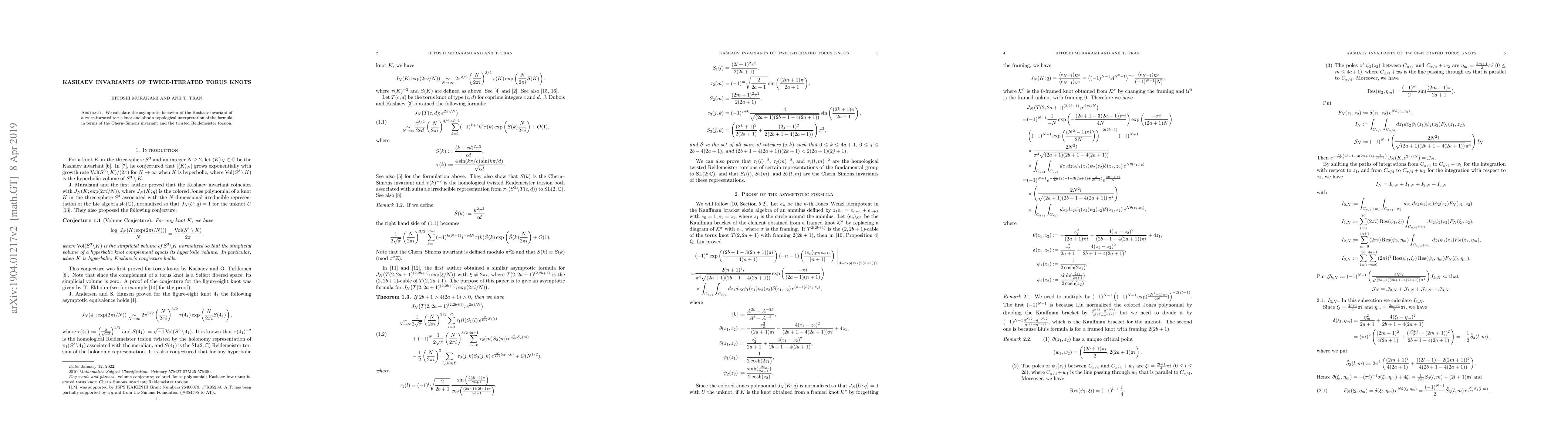 Thumbnail for Kashaev invariants of twice-iterated torus knots