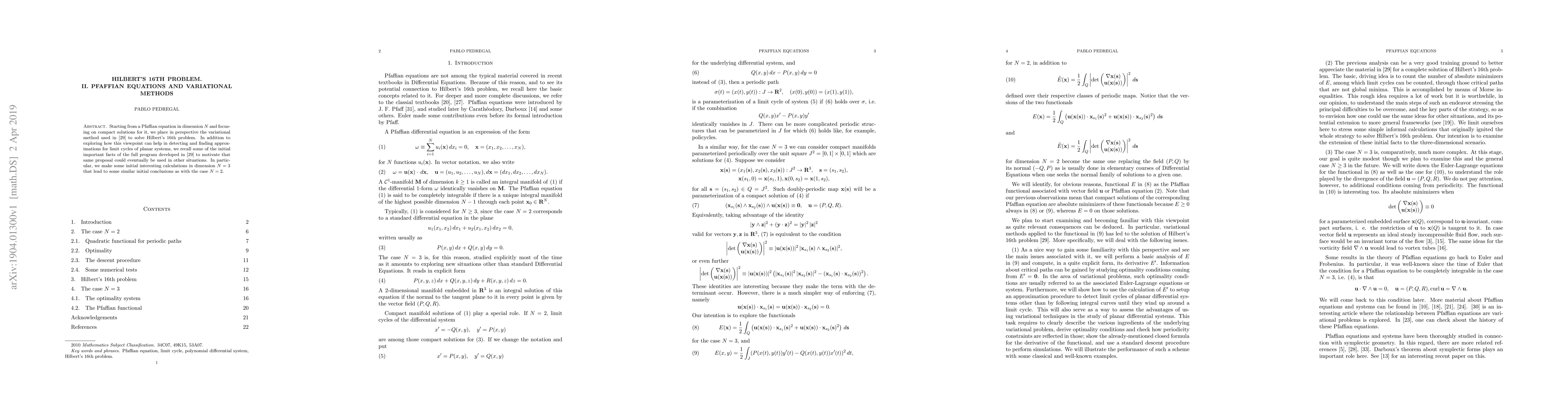 Thumbnail for Hilbert's 16th problem. II. Pfaffian equations and variational methods